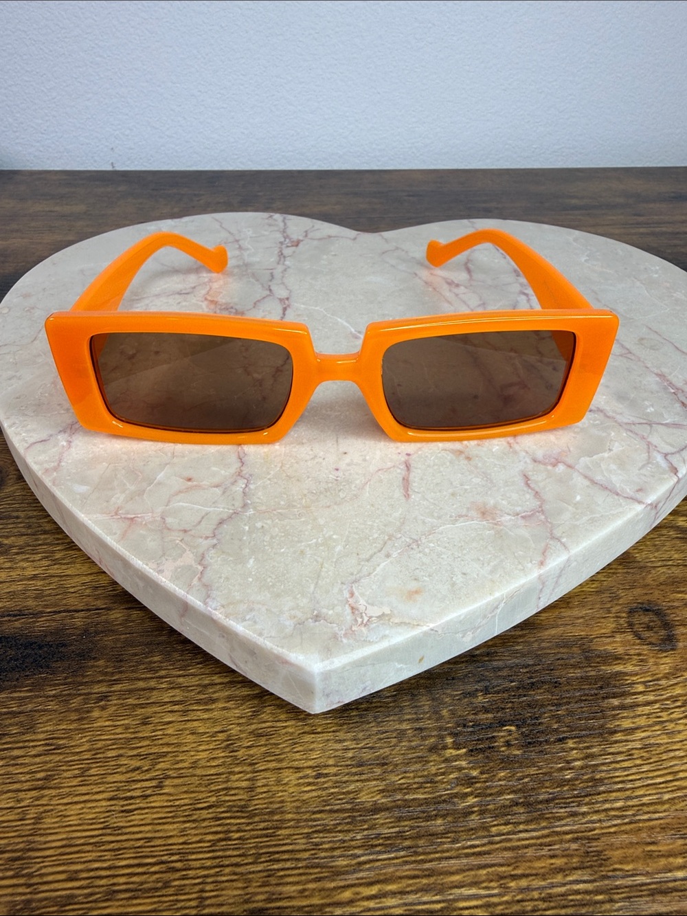 Orange Rectangular Unisex Sunglasses